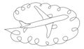 Continuous line drawing of jet plane Royalty Free Stock Photo