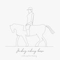 Continuous line drawing. jockey riding horse. simple vector illustration. jockey riding horse concept hand drawing sketch line