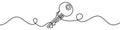 Continuous line drawing of a key for security and access concept
