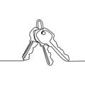 Continuous line drawing of keys sign object minimalism design on white background