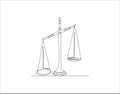 Continuous Line Drawing Of Law Balance And Scale Of Justice. One Line Of Symbol Of Equality. Balance Scales Continuous Line Art. Royalty Free Stock Photo