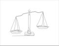 Continuous Line Drawing Of Law Balance And Scale Of Justice. One Line Of Symbol Of Equality. Balance Scales Continuous Line Art. Royalty Free Stock Photo