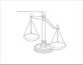 Continuous Line Drawing Of Law Balance And Scale Of Justice. One Line Of Symbol Of Equality. Balance Scales Continuous Line Art. Royalty Free Stock Photo