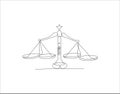 Continuous Line Drawing Of Law Balance And Scale Of Justice. One Line Of Symbol Of Equality. Balance Scales Continuous Line Art. Royalty Free Stock Photo