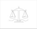 Continuous Line Drawing Of Law Balance And Scale Of Justice. One Line Of Symbol Of Equality. Balance Scales Continuous Line Art. Royalty Free Stock Photo