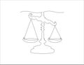 Continuous Line Drawing Of Law Balance And Scale Of Justice. One Line Of Symbol Of Equality. Balance Scales Continuous Line Art. Royalty Free Stock Photo