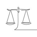 Continuous line drawing of law symbol of weight balance