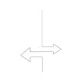 continuous line drawing of left righ arrows. isolated sketch drawing of left righ arrows line concept. outline thin stroke vector