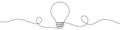 Continuous line drawing of light bulb. Single line electric lamp icon.
