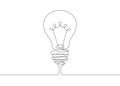 Continuous line drawing light bulb symbol idea. Royalty Free Stock Photo