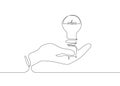 Continuous line drawing light bulb symbol idea Royalty Free Stock Photo