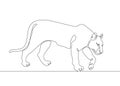 Continuous line drawing lioness and tiger