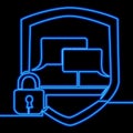 Continuous line drawing Lock Chat Logo Private Chat Security icon neon concept