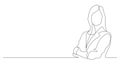 continuous line drawing of long hair woman leader arms crossed pose Royalty Free Stock Photo