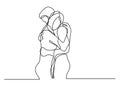 Continuous line drawing of loving couple