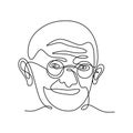 Continuous line drawing of Mahatma Gandhi. The leader of the Indian independence movement in British-ruled India. A man who