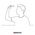 Continuous line drawing of A man aims at a target with a darts arrow. Template for your design. Vector illustration Royalty Free Stock Photo
