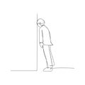 continuous line drawing of man in a dead end job. isolated sketch drawing of man in a dead end job line concept. outline thin Royalty Free Stock Photo