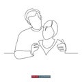 Continuous line drawing of The man hugs the woman by the shoulders. Template for your design works. Vector illustration