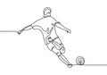 Continuous line drawing of a man kick a ball minimalism of football soccer player