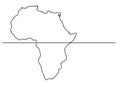Continuous line drawing - map of Africa Royalty Free Stock Photo