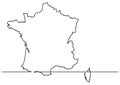 Continuous line drawing - map of France Royalty Free Stock Photo