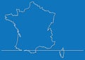 Continuous line drawing - map of France Royalty Free Stock Photo