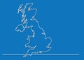 Continuous line drawing - map of Great Britain Royalty Free Stock Photo