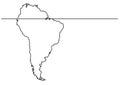 Continuous line drawing - map of South America Royalty Free Stock Photo