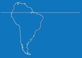 Continuous line drawing - map of South America Royalty Free Stock Photo