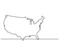 Continuous line drawing - map of United States of America Royalty Free Stock Photo