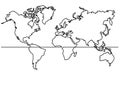 Continuous line drawing - map of world map Royalty Free Stock Photo