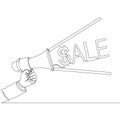 Continuous line drawing megaphone loudspeaker Sale event announcement concept