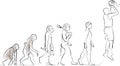 Continuous Line Drawing- Men Evolution to Basketball shooting three poin