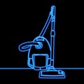 Continuous line drawing Modern vacuum cleaner icon neon glow vector illustration concept