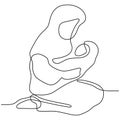Continuous line drawing mother carrying her baby minimalism design 230919