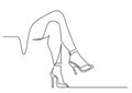 Continuous line drawing of naked women legs in high heels Royalty Free Stock Photo