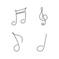 continuous line drawing of note music symbol set collection