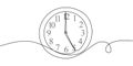 Continuous Line Drawing of Office Wall Clock Minimalist Design for Work Concept at Five O\'Clock Royalty Free Stock Photo