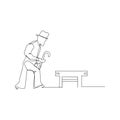 continuous line drawing of old man walking. isolated sketch drawing of old man walking line concept. outline thin stroke vector Royalty Free Stock Photo