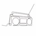 continuous line drawing Old radio music sign of vintage vector one lineart simplicity illustration minimalist design