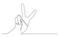 Continuous line drawing of one hand showing victory sign Royalty Free Stock Photo