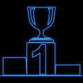 Continuous line drawing Online casino podium and cup pf winner icon neon glow vector illustration concept Royalty Free Stock Photo