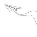 Continuous Line Drawing Of Paper Airplane
