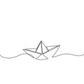 Continuous line drawing of paper boat