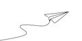 Continuous line drawing of paper plane vector illustration Royalty Free Stock Photo