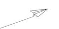 Continuous line drawing of paper plane vector illustration Royalty Free Stock Photo