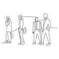 Continuous line drawing of people walking on the street after work time conteptual hand drawn minimalism lineart design isolated