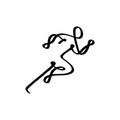 Continuous line drawing, person running. Abstract minimalism vector illustration, sign and symbol of fast