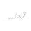 continuous line drawing of phone and mail. isolated sketch drawing of phone and mail line concept. outline thin stroke vector